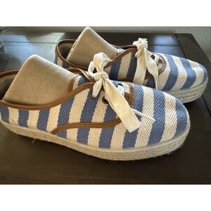 Vintage Natura Classic Espadrille Sneakers Spain Blue white stripe size 40/9-9.5